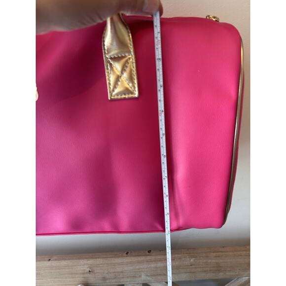 NEW Juicy Couture Hot Pink Gold Trimmed Mini Duffle Purse Velvet Sides 12 X 16" - Picture 6 of 7